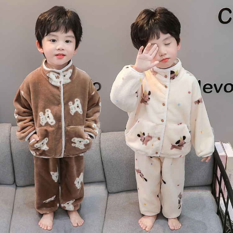 小核桃&A2513考拉绒卡通开衫立领套装