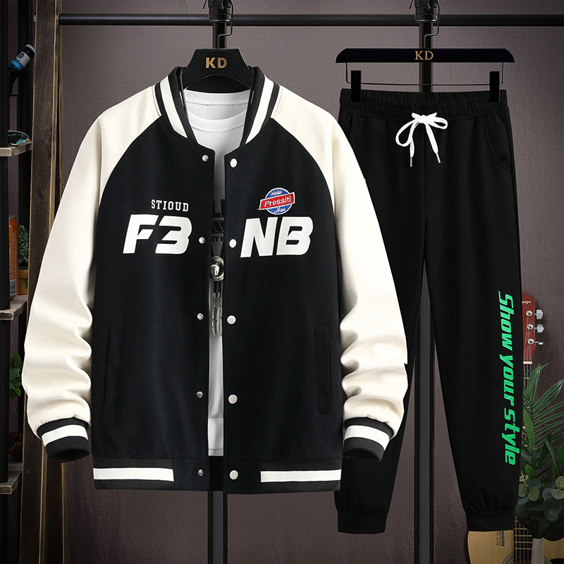 酷感部落-8897款休闲时尚棒球服套装 M 黑色