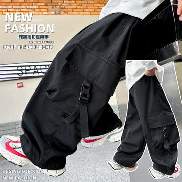 金多多童装-WSNDK3024纯色插扣加绒直筒裤