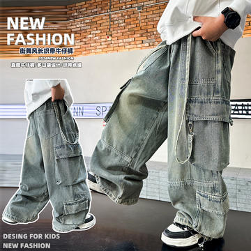 金多多童装-WSNDK6000长织带直筒加绒牛仔裤
