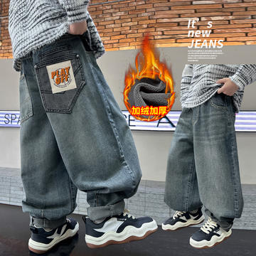 金多多童装-ZFDK1151背面字母PLAY加绒牛仔裤