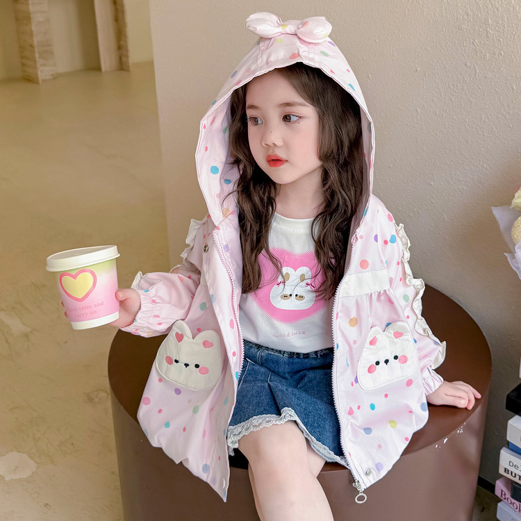 彩虹猫&圆点兔子外套 90cm 粉色