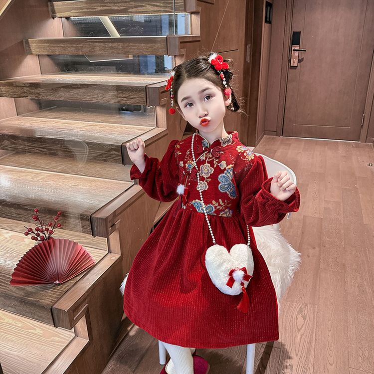 明新美童&0056款新中式蝴蝶国风拜年裙 90cm 包包