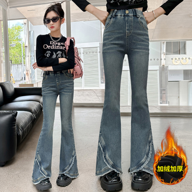 欣佳琦&2835牛仔加绒喇叭裤