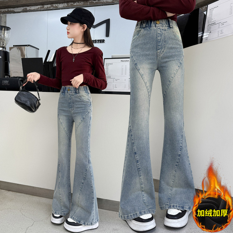 欣佳琦&X3030加绒牛仔喇叭裤