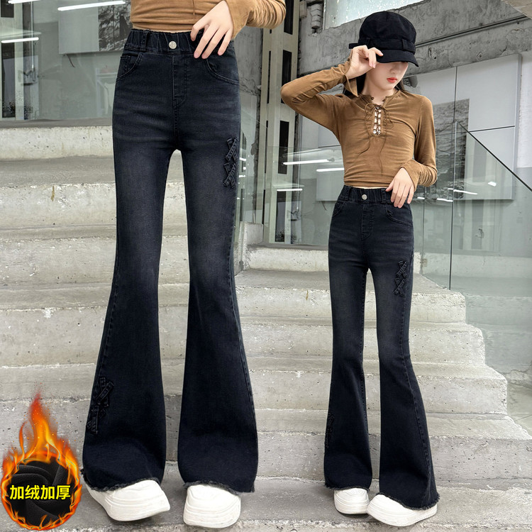 欣佳琦&X3070加绒牛仔喇叭裤