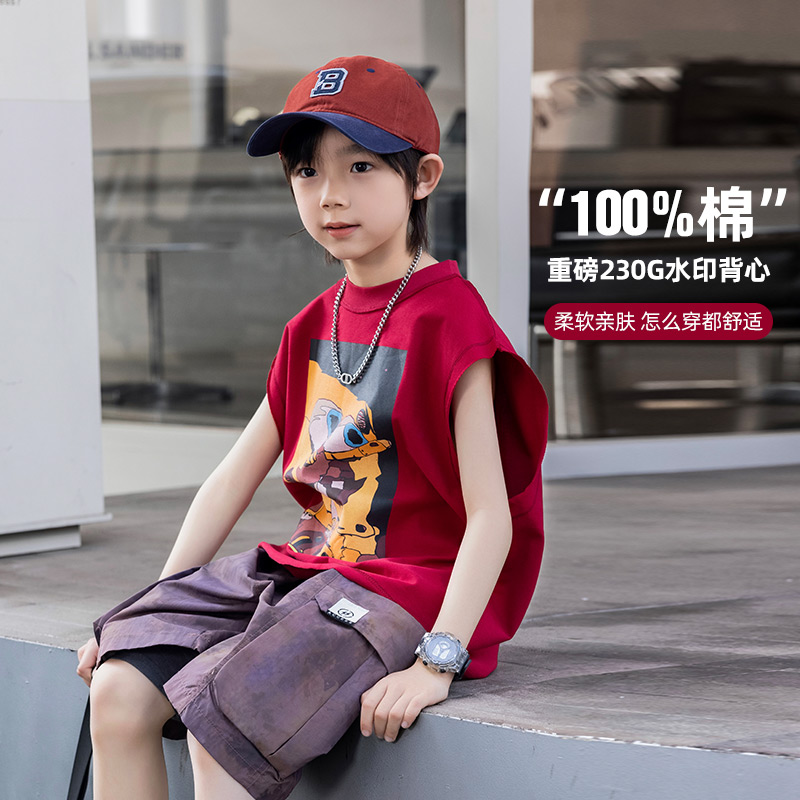 熊猫圆圆&130套装63背心1058裤子 120控89 曙光红套装