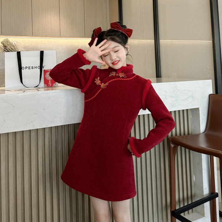 悦贝兔&8831加绒旗袍裙