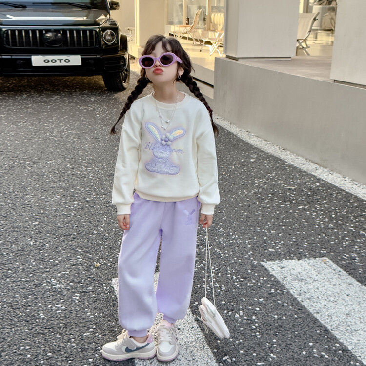 悦贝兔&9012刺绣卡通小兔卫衣套装