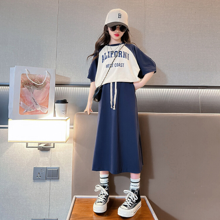 悦贝兔&YBT6658拼色半身裙套装