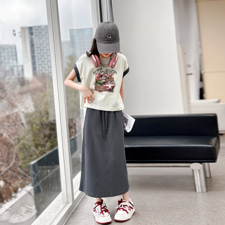 悦贝兔&9020时尚短袖半身裙套装