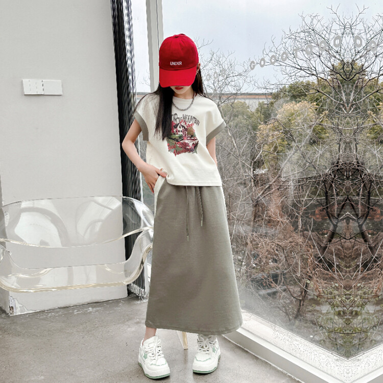 悦贝兔&9020时尚短袖半身裙套装