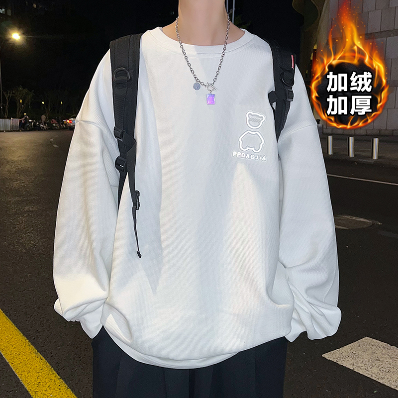 W26627J加绒-夜景--上新时尚潮流休闲百搭舒适卫衣 M 白色加绒