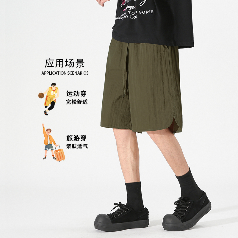 夏季新款休闲舒适时尚简约清凉休闲短裤-无影墙-HK9378 5XL 军绿色