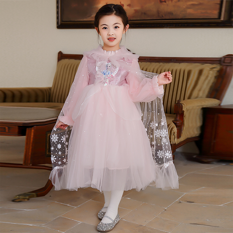 头纱公主裙时尚艾莎泡泡袖公主裙