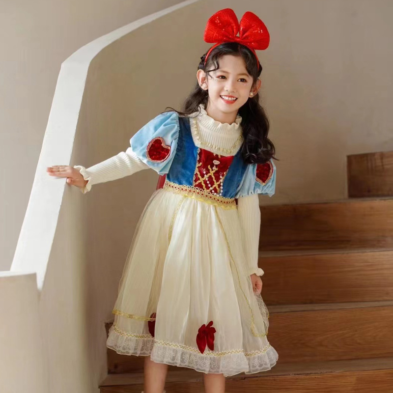 女童白雪公主连衣裙网纱公主裙蓬蓬裙可爱洋气