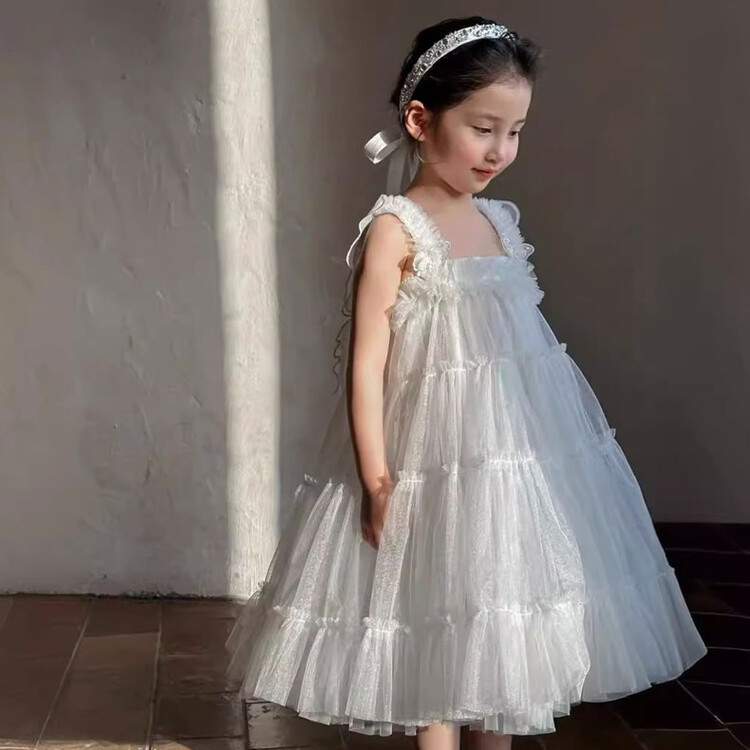 力赞娅公主裙&后背蝴蝶结白色公主裙