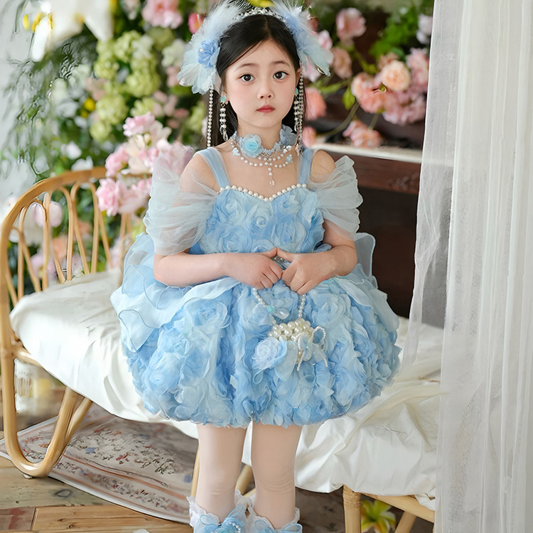 力赞娅公主裙&蓝爱纱花苞裙送头纱蝴蝶结