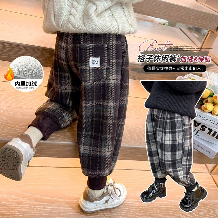 乐小小&KZ55176猫咪格子复合裤