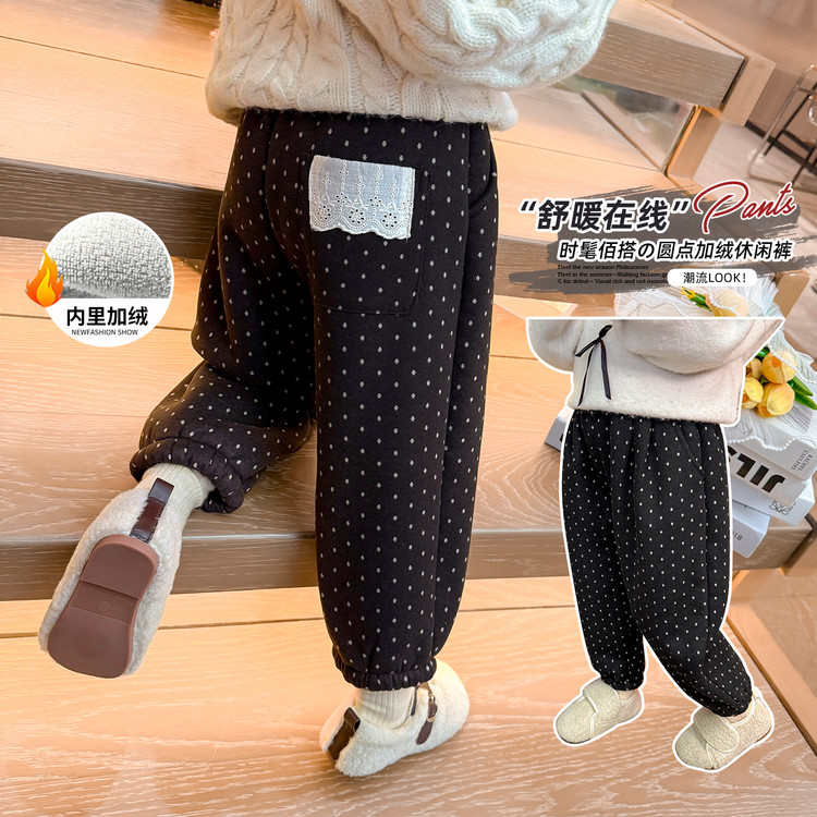 乐小小&KZ55175波点加绒裤子