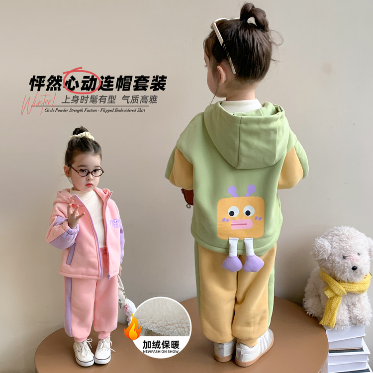 乐小小&卡通怪加绒套装-可可图
