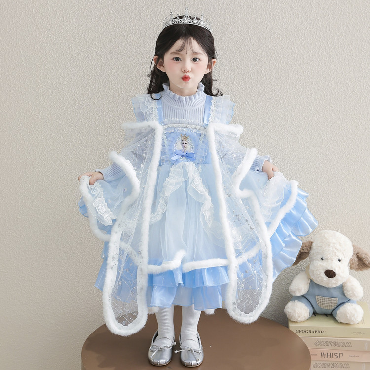 艾米粒&K8035款艾莎毛衣裙 100cm 裙子送披肩