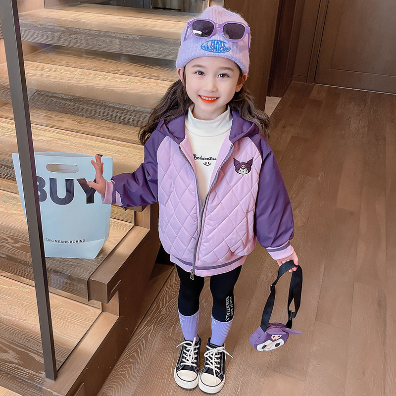 女童冬季韩版卡通库洛米棉衣 90cm 紫色棉衣