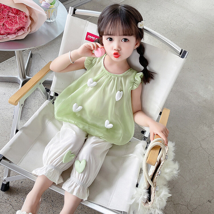 小鹿家&爱心泡泡套装网红风 90cm 果绿色
