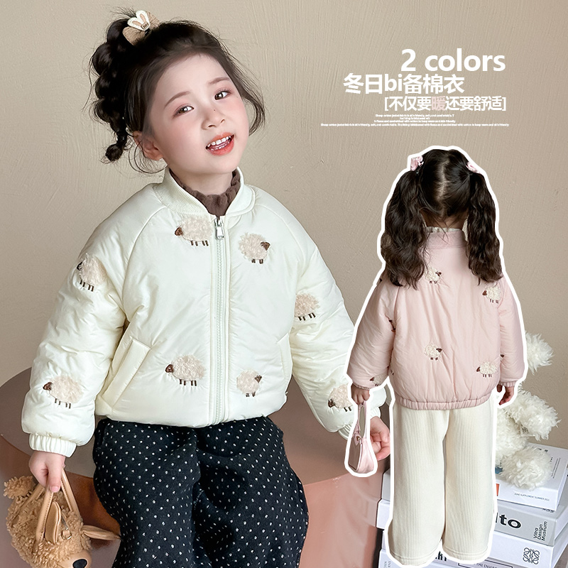 小鹿家&小绵羊绣花棉衣 90cm 粉色