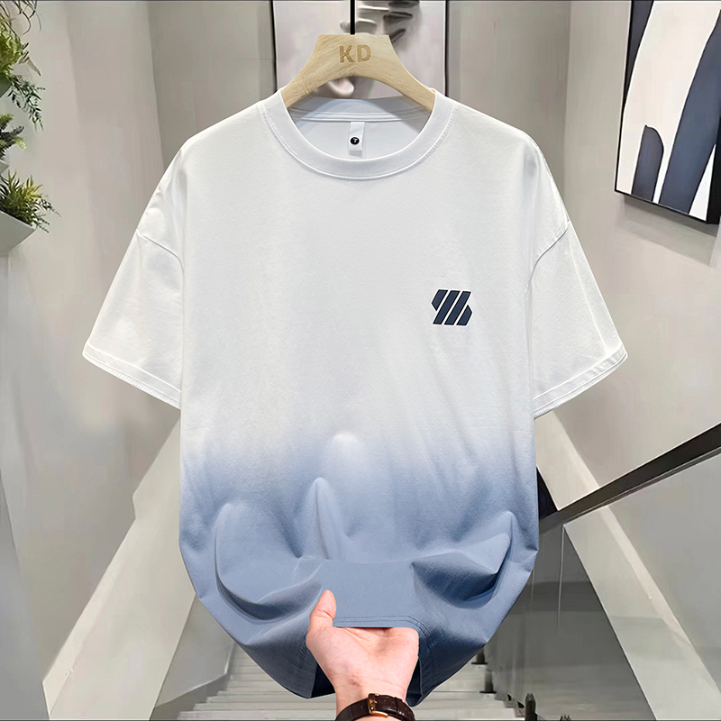 807-潮流时尚亲肤渐变短袖 L 白色