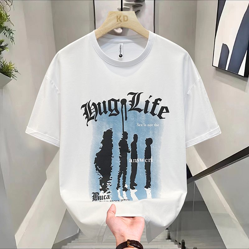 811-潮流时尚印花短袖 L 白色