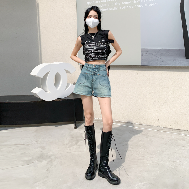 JSQ6608复古显瘦高腰设计感牛仔裙 S 怀旧蓝色