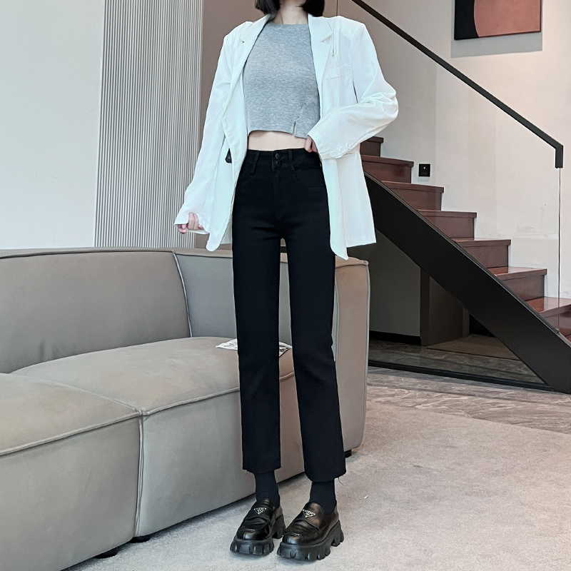 YG705新款高腰显瘦显高小个子九分烟管裤女