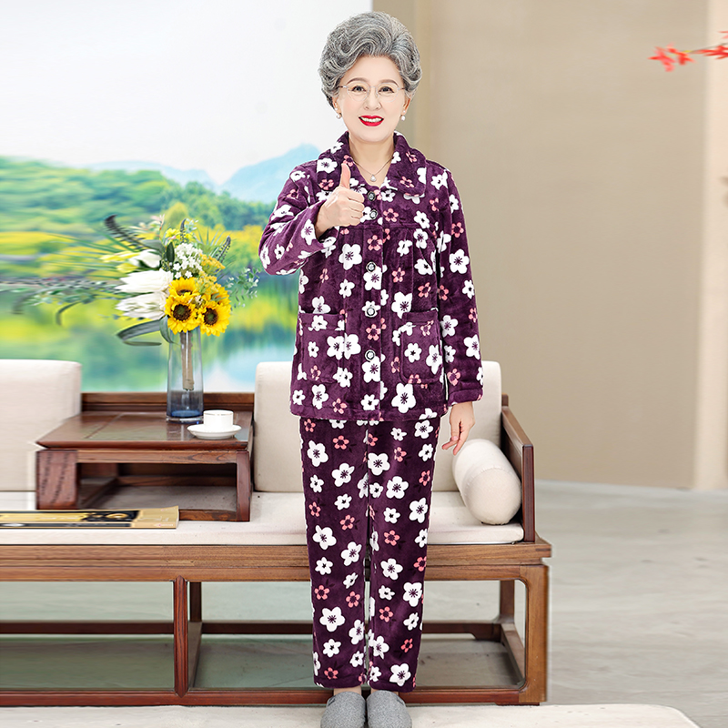 9662-舒适保暖印花法兰绒开衫