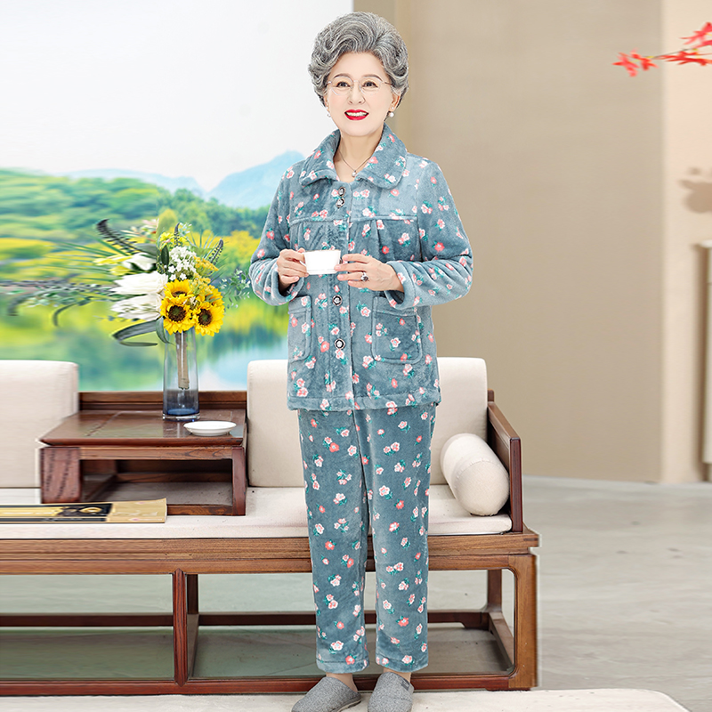 9662-舒适保暖印花法兰绒开衫