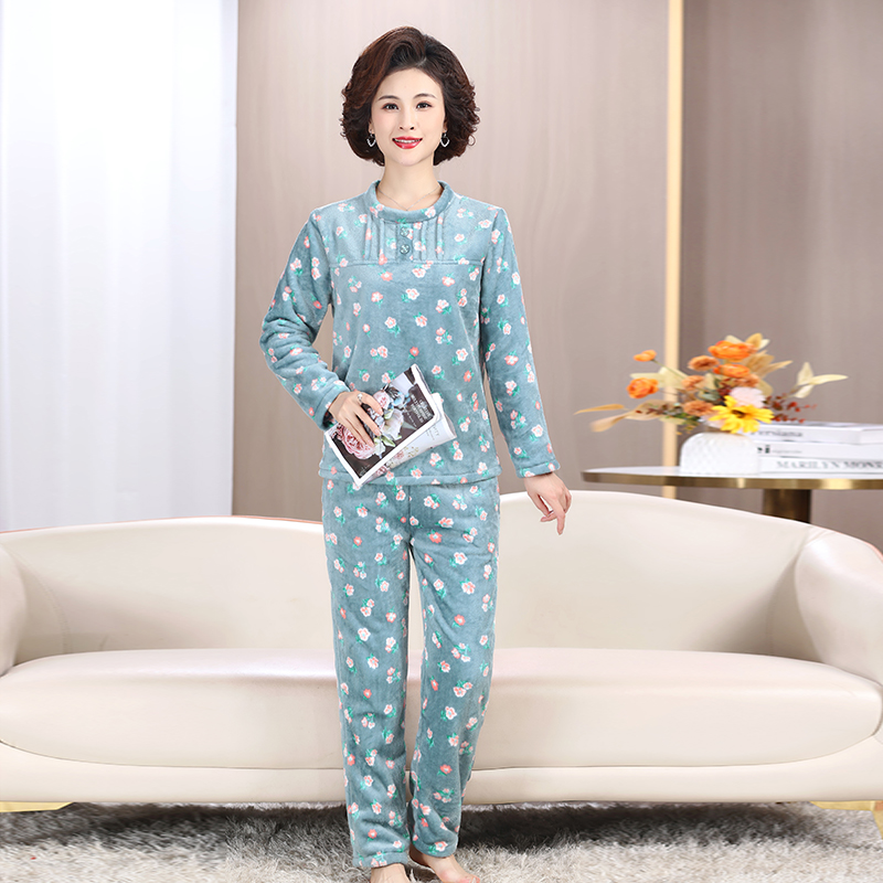 9663-时尚简约舒适法兰绒套头套装