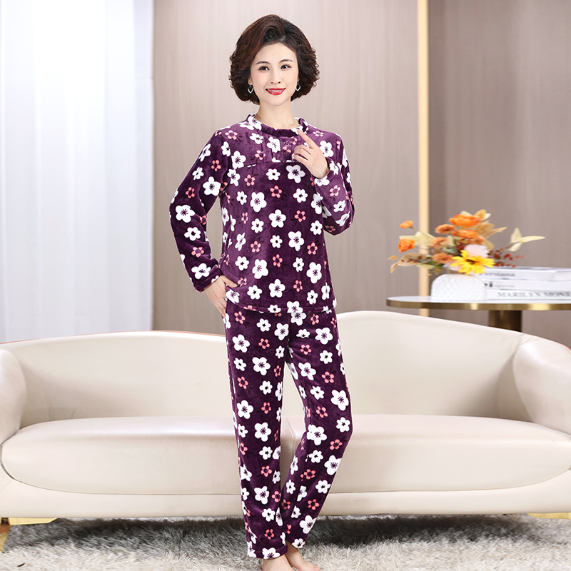 9663-时尚简约舒适法兰绒套头套装