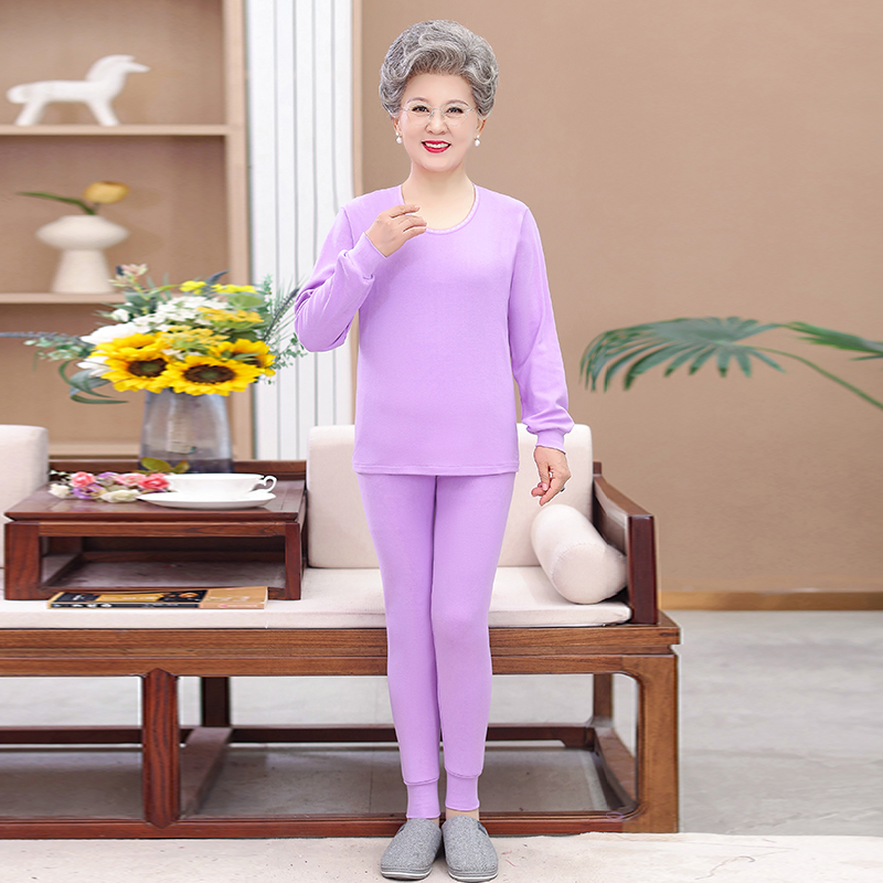 2188款-中老年舒适柔软圆领纯色秋衣秋裤