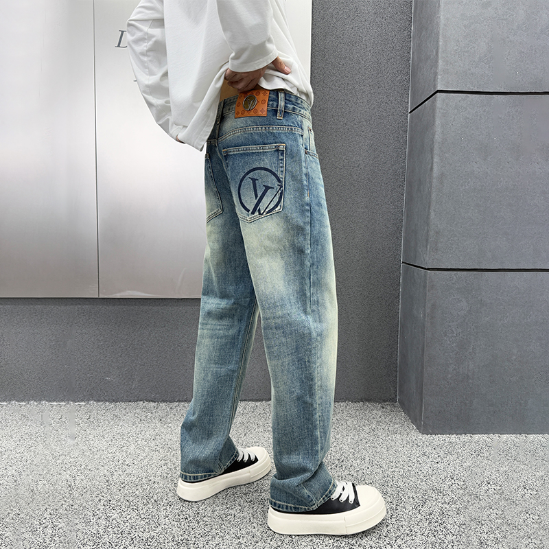2025年秋冬新款浅蓝色高端百搭牛仔裤男士秋季宽松直筒裤休闲长裤