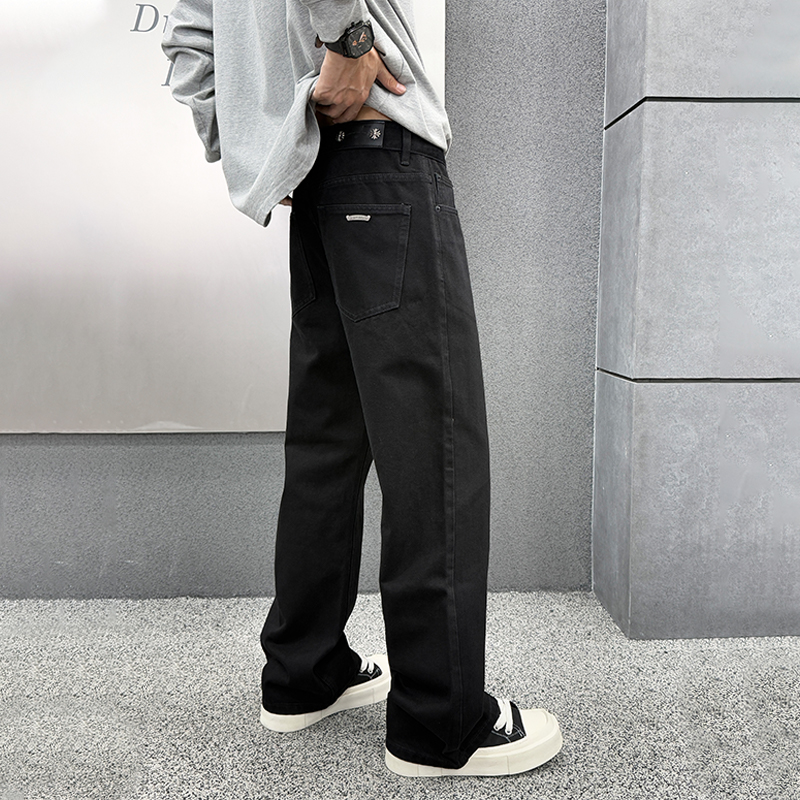 2025年秋冬新款白黑色高端百搭牛仔裤男士秋季宽松直筒裤休闲长裤