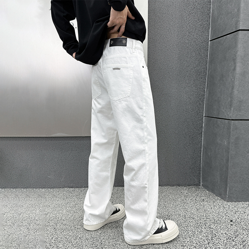 2025年秋冬新款白黑色高端百搭牛仔裤男士秋季宽松直筒裤休闲长裤