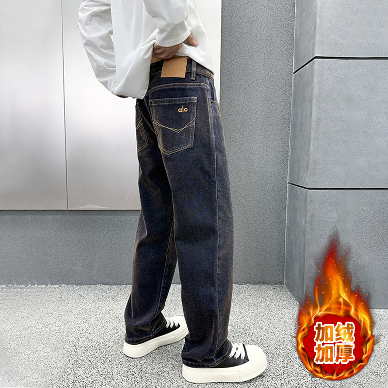 2025年秋冬新款高端百搭牛仔裤男士长裤秋季宽松直筒裤休闲工装裤