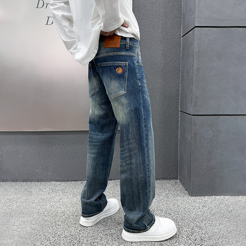 2025年秋冬季新款蓝色高端牛仔裤男士秋季宽松百搭潮牌休闲长裤子