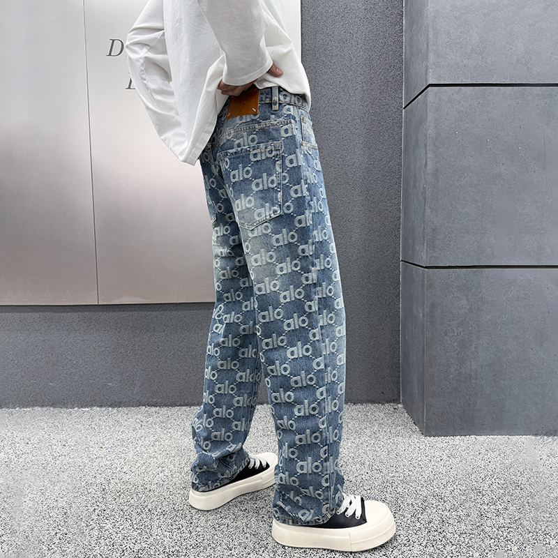 2025年秋冬季新款蓝色高端牛仔裤男士秋季宽松百搭潮牌休闲长裤子