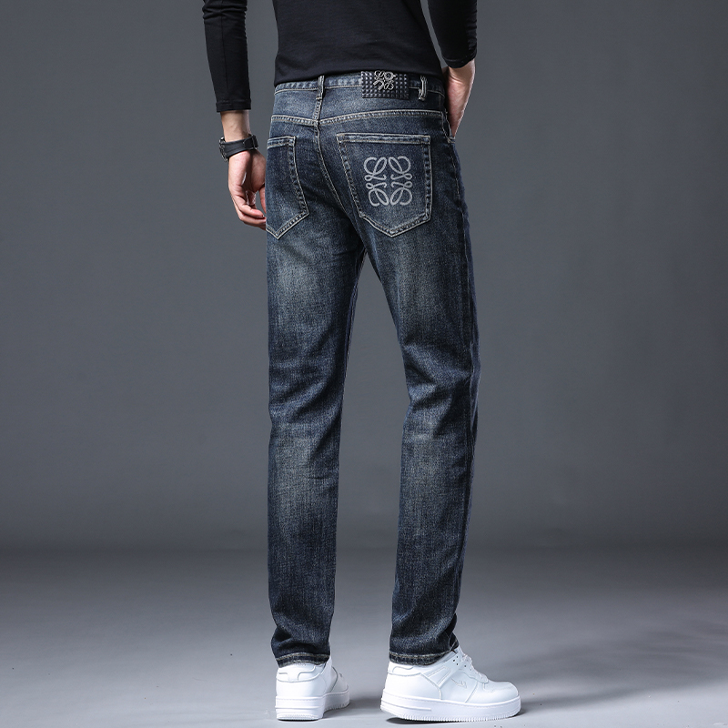 2025年秋冬新款蓝色高端百搭牛仔裤男士秋季宽松直筒裤休闲长裤子