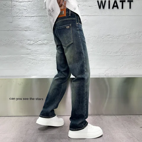 2025年新秋冬款宝蓝色高端牛仔裤男士秋季宽松百搭直筒裤休闲长裤 28 宝蓝色