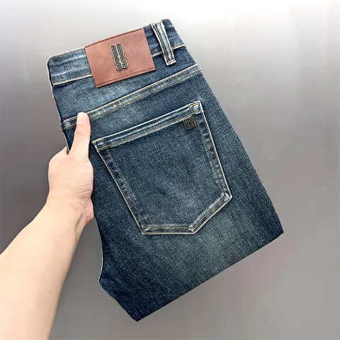 2025年秋冬新款蓝灰色高端潮牌牛仔裤男士秋季宽松直筒裤休闲长裤 28 蓝灰色