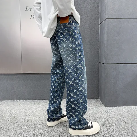 2025年秋冬季新款蓝色高端牛仔裤男士秋季宽松百搭潮牌休闲长裤子 S 蓝色