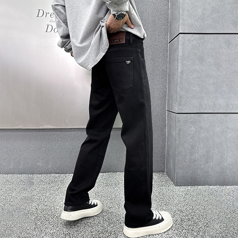 2025年秋冬新款黑色高端牛仔裤男士秋季宽松百搭直筒裤休闲长裤子