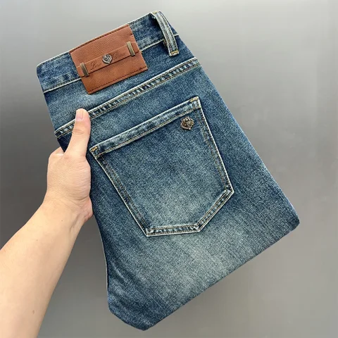 2025年秋冬季新款蓝色高端牛仔裤男士秋季宽松百搭潮牌休闲长裤子